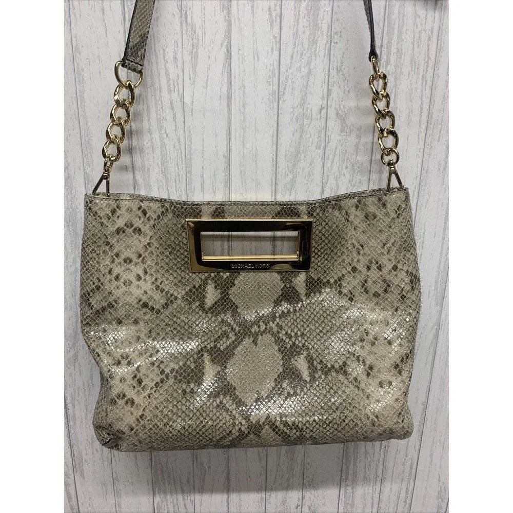Womens Michael Kors Snake Print Crossbody Clutch Bag EUC